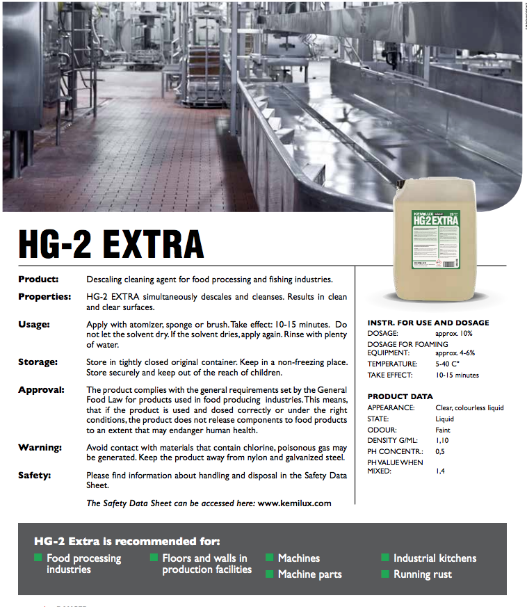 HG-2 Extra acidic cleaning and descaling agent