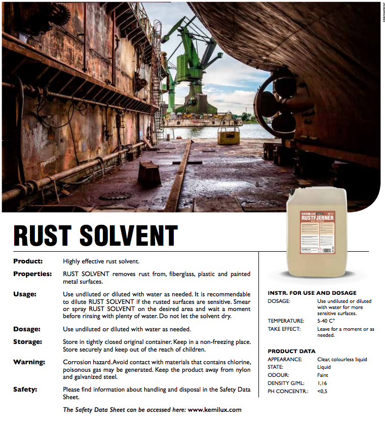 Kemilux Rust Solvent Industrial Marine Grade Paintwork Rust Stain Remover